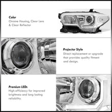 Load image into Gallery viewer, Toyota Tacoma 2016-2023 Factory Style Projector Headlights Chrome Housing Clear Len Clear Reflector (Models with Factory LED DRL Headlights Only)