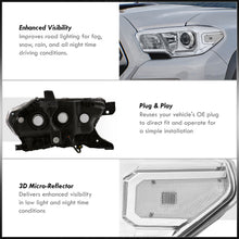 Load image into Gallery viewer, Toyota Tacoma 2016-2023 Factory Style Projector Headlights Chrome Housing Clear Len Clear Reflector (Models with Factory LED DRL Headlights Only)