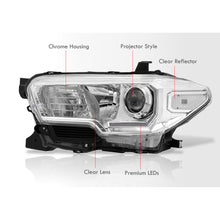Load image into Gallery viewer, Toyota Tacoma 2016-2023 Factory Style Projector Headlights Chrome Housing Clear Len Clear Reflector (Models with Factory LED DRL Headlights Only)