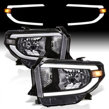 Load image into Gallery viewer, Toyota Tundra 2014-2021 LED DRL Bar Factory Style Headlights Black Housing Clear Len Clear Reflector (Halogen Models Only)