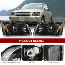 Load image into Gallery viewer, TOYOTA Highlander 2001-2003 Headlight Black Housing Clear Lens Clear Reflector