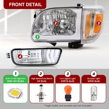 Load image into Gallery viewer, Toyota Tacoma 2001-2004 LED DRL Bar Factory Style Headlights + Bumpers + Corners Chrome Housing Clear Len Amber Reflector