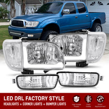 Load image into Gallery viewer, Toyota Tacoma 2001-2004 LED DRL Bar Factory Style Headlights + Bumpers + Corners Chrome Housing Clear Len Clear Reflector