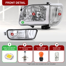 Load image into Gallery viewer, Toyota Tacoma 2001-2004 LED DRL Bar Factory Style Headlights + Bumpers + Corners Chrome Housing Clear Len Clear Reflector