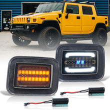 Load image into Gallery viewer, Hummer H2 2003-2009 Sequential LED Turn Signal Light(Amber) LED Parking Light(White) Smoke Lens