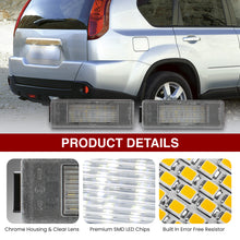 Load image into Gallery viewer, Mercedes Benz / Fiat / Infiniti / Lancia / Nissan / Toyota / Volkswagen White SMD LED License Plate Lights Clear Len