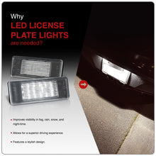 Load image into Gallery viewer, Mercedes Benz / Fiat / Infiniti / Lancia / Nissan / Toyota / Volkswagen White SMD LED License Plate Lights Clear Len