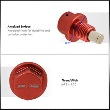 Load image into Gallery viewer, Oil Pan Magnetic Bolt with Gasket M12 x 1.25 Red for Infiniti/Lexus/Nissan/Toyota