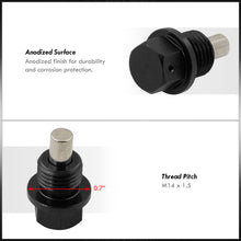 Load image into Gallery viewer, Oil Pan Magnetic Bolt with Gasket M14 x 1.5 Black for Acura/Dodge/Ford/Honda/Hyundai/Izuzu/Jeep/Kia/Mazda/Mitsubishi