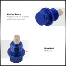 Load image into Gallery viewer, Oil Pan Magnetic Bolt with Gasket M14 x 1.5 Blue for Acura/Dodge/Ford/Honda/Hyundai/Izuzu/Jeep/Kia/Mazda/Mitsubishi