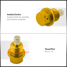 Load image into Gallery viewer, Oil Pan Magnetic Bolt with Gasket M14 x 1.5 Gold for Acura/Dodge/Ford/Honda/Hyundai/Izuzu/Jeep/Kia/Mazda/Mitsubishi