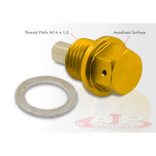 Load image into Gallery viewer, Oil Pan Magnetic Bolt with Gasket M14 x 1.5 Gold for Acura/Dodge/Ford/Honda/Hyundai/Izuzu/Jeep/Kia/Mazda/Mitsubishi