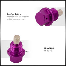 Load image into Gallery viewer, Oil Pan Magnetic Bolt with Gasket M14 x 1.5 Purple for Acura/Dodge/Ford/Honda/Hyundai/Izuzu/Jeep/Kia/Mazda/Mitsubishi