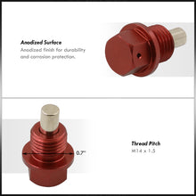 Load image into Gallery viewer, Oil Pan Magnetic Bolt with Gasket M14 x 1.5 Red for Acura/Dodge/Ford/Honda/Hyundai/Izuzu/Jeep/Kia/Mazda/Mitsubishi