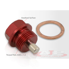 Load image into Gallery viewer, Oil Pan Magnetic Bolt with Gasket M20 x 1.5 Red for Subaru
