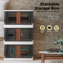 Load image into Gallery viewer, AJP Distributors 3 Pack of 19 GAL Stackable Storage Bins with Lids & Wheels, Plastic Collapsible Totes, Folding Box Storage Container, Stacking Wardrobe Closet Organizer For Home Office Clothing Books