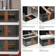 Load image into Gallery viewer, AJP Distributors 3 Pack of 19 GAL Stackable Storage Bins with Lids & Wheels, Plastic Collapsible Totes, Folding Box Storage Container, Stacking Wardrobe Closet Organizer For Home Office Clothing Books
