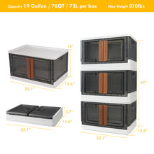 Load image into Gallery viewer, AJP Distributors 3 Pack of 19 GAL Stackable Storage Bins with Lids & Wheels, Plastic Collapsible Totes, Folding Box Storage Container, Stacking Wardrobe Closet Organizer For Home Office Clothing Books