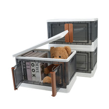 Load image into Gallery viewer, AJP Distributors 3 Pack of 8.5 GAL Stackable Storage Bins with Lids & Wheels, Plastic Collapsible Tote, Folding Box Storage Container, Stacking Wardrobe Closet Organizer For Home Office Clothing Books