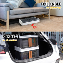 Load image into Gallery viewer, AJP Distributors 3 Pack of 8.5 GAL Stackable Storage Bins with Lids & Wheels, Plastic Collapsible Tote, Folding Box Storage Container, Stacking Wardrobe Closet Organizer For Home Office Clothing Books