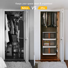 Load image into Gallery viewer, AJP Distributors 3 Pack of 8.5 GAL Stackable Storage Bins with Lids & Wheels, Plastic Collapsible Tote, Folding Box Storage Container, Stacking Wardrobe Closet Organizer For Home Office Clothing Books