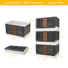 Load image into Gallery viewer, AJP Distributors 3 Pack of 8.5 GAL Stackable Storage Bins with Lids & Wheels, Plastic Collapsible Tote, Folding Box Storage Container, Stacking Wardrobe Closet Organizer For Home Office Clothing Books