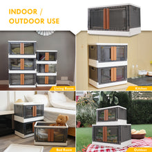 Load image into Gallery viewer, AJP Distributors 3 Pack of 8.5 GAL Stackable Storage Bins with Lids & Wheels, Plastic Collapsible Tote, Folding Box Storage Container, Stacking Wardrobe Closet Organizer For Home Office Clothing Books