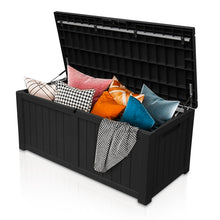 Load image into Gallery viewer, AJP Distributors 120 Gallon Outdoor Storage Box, Rain Waterproof Resin Deck Box, Lockable Large Storage Container for Patio Furniture, Cushions, Garden Tools, Sports Equipment and Pool Supplies Black