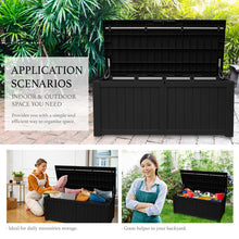 Load image into Gallery viewer, AJP Distributors 120 Gallon Outdoor Storage Box, Rain Waterproof Resin Deck Box, Lockable Large Storage Container for Patio Furniture, Cushions, Garden Tools, Sports Equipment and Pool Supplies Black