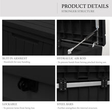 Load image into Gallery viewer, AJP Distributors 120 Gallon Outdoor Storage Box, Rain Waterproof Resin Deck Box, Lockable Large Storage Container for Patio Furniture, Cushions, Garden Tools, Sports Equipment and Pool Supplies Black