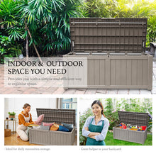 Load image into Gallery viewer, AJP Distributors 120 Gallon Outdoor Storage Box, Rain Waterproof Resin Deck Box, Lockable Large Storage Container for Patio Furniture, Cushions, Garden Tools, Sports Equipment and Pool Supplies Taupe