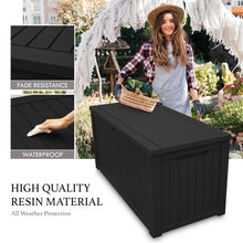 Load image into Gallery viewer, AJP Distributors 180 Gallon Outdoor Storage Box, Rain Waterproof Resin Deck Box, Lockable Large Storage Container for Patio Furniture, Cushions, Garden Tools, Sports Equipment and Pool Supplies Black
