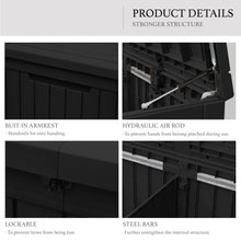 Load image into Gallery viewer, AJP Distributors 180 Gallon Outdoor Storage Box, Rain Waterproof Resin Deck Box, Lockable Large Storage Container for Patio Furniture, Cushions, Garden Tools, Sports Equipment and Pool Supplies Black