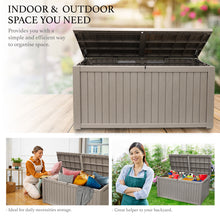 Load image into Gallery viewer, AJP Distributors 180 Gallon Outdoor Storage Box, Rain Waterproof Resin Deck Box, Lockable Large Storage Container for Patio Furniture, Cushions, Garden Tools, Sports Equipment and Pool Supplies Taupe