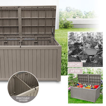 Load image into Gallery viewer, AJP Distributors 180 Gallon Outdoor Storage Box, Rain Waterproof Resin Deck Box, Lockable Large Storage Container for Patio Furniture, Cushions, Garden Tools, Sports Equipment and Pool Supplies Taupe