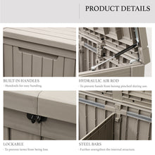 Load image into Gallery viewer, AJP Distributors 180 Gallon Outdoor Storage Box, Rain Waterproof Resin Deck Box, Lockable Large Storage Container for Patio Furniture, Cushions, Garden Tools, Sports Equipment and Pool Supplies Taupe