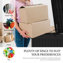 Load image into Gallery viewer, AJP Distributors 230 Gallon Outdoor Storage Box, Rain Waterproof Resin Deck Box, Lockable Large Storage Container for Patio Furniture, Cushions, Garden Tools, Sports Equipment and Pool Supplies Black