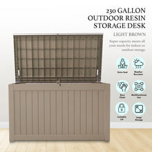 Load image into Gallery viewer, AJP Distributors 230 Gallon Outdoor Storage Box, Rain Waterproof Resin Deck Box, Lockable Large Storage Container for Patio Furniture, Cushions, Garden Tools, Sports Equipment and Pool Supplies Taupe