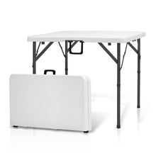 Load image into Gallery viewer, AJP Distributors 3 Foot Portable Plastic Square Folding Card Table 3FT 34" Half Foldable Heavy Duty Top w/ Carry Handle - Indoor Outdoor Camping Picnic Party Wedding Dining Office Event Meeting White