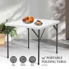 Load image into Gallery viewer, AJP Distributors 3 Foot Portable Plastic Square Folding Card Table 3FT 34" Half Foldable Heavy Duty Top w/ Carry Handle - Indoor Outdoor Camping Picnic Party Wedding Dining Office Event Meeting White