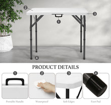 Load image into Gallery viewer, AJP Distributors 3 Foot Portable Plastic Square Folding Card Table 3FT 34" Half Foldable Heavy Duty Top w/ Carry Handle - Indoor Outdoor Camping Picnic Party Wedding Dining Office Event Meeting White