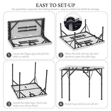 Load image into Gallery viewer, AJP Distributors 3 Foot Portable Plastic Square Folding Card Table 3FT 34" Half Foldable Heavy Duty Top w/ Carry Handle - Indoor Outdoor Camping Picnic Party Wedding Dining Office Event Meeting White