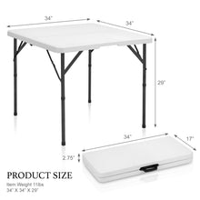 Load image into Gallery viewer, AJP Distributors 3 Foot Portable Plastic Square Folding Card Table 3FT 34" Half Foldable Heavy Duty Top w/ Carry Handle - Indoor Outdoor Camping Picnic Party Wedding Dining Office Event Meeting White