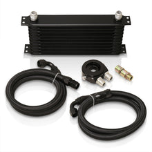 Load image into Gallery viewer, Universal 9 Row Oil Cooler Kit Black with Sandwich Plate (Black/Black Fittings)
