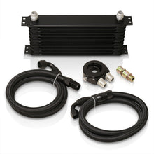 Load image into Gallery viewer, Universal 9 Row Oil Cooler Kit Black with Sandwich Plate (Black/Black Fittings)