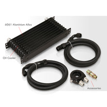 Load image into Gallery viewer, Universal 9 Row Oil Cooler Kit Black with Sandwich Plate (Black/Black Fittings)