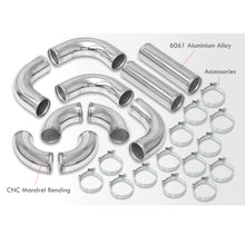 Load image into Gallery viewer, Universal 3" 12 Pieces Aluminum Piping Kit Polished (x2 Straight / x6 90 Degree Long / x4 90 Degree Short)