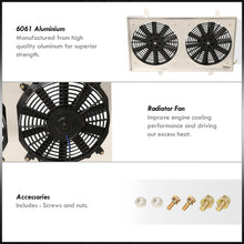 Load image into Gallery viewer, Nissan 240SX S13 KA24DE CA18DET RB20DET 1989-1994 M/T Aluminum Radiator Dual Fan Shroud