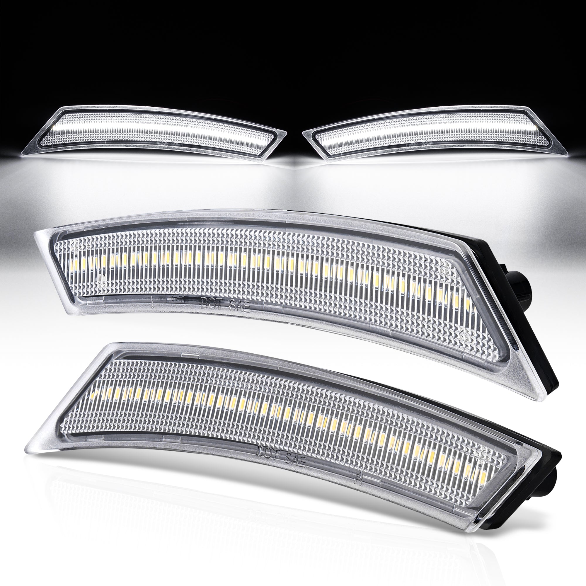 シアナ　FR ライドライン Nissan Frontier 2022-2024 Front White LED Side Marker Lights Clear