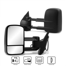 Load image into Gallery viewer, Chevrolet Silverado 2007-2013 / Suburban Tahoe 2007-2014 / GMC Sierra 2007-2013 Telescopic Extendable Heated Power Towing Mirrors Black